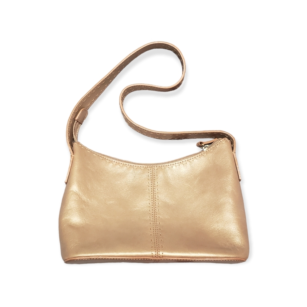 Vintage Fossil Shoulder PurseGold Genuine Leather Metallic 1954 - Picture 8 of 8